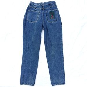 Vintage Gasoline Blue High Rise Pleated Front Tapered Retro Mom Jeans